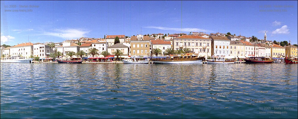 Panoramafotos von Mali Losinj - die Ostseite des Hafens von Mali Losinj